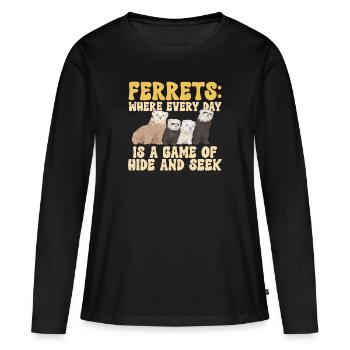 Furet, propriétaire de furet - T-shirt manches longues Premium bio Femme - noir - Devant - Julia (174cm)