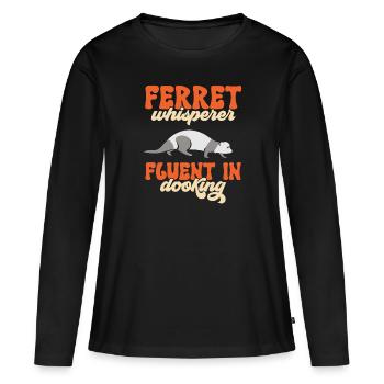 Furet, propriétaire de furet - T-shirt manches longues Premium bio Femme - noir - Devant - Julia (174cm)