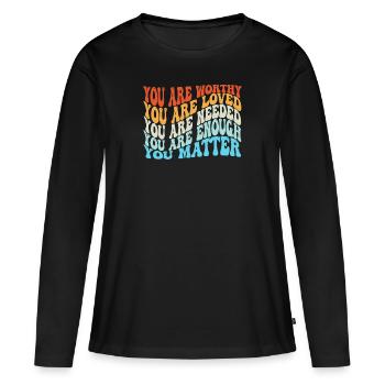 Dépression et conscience bipolaire : - T-shirt manches longues Premium bio Femme - noir - Devant - Julia (174cm)