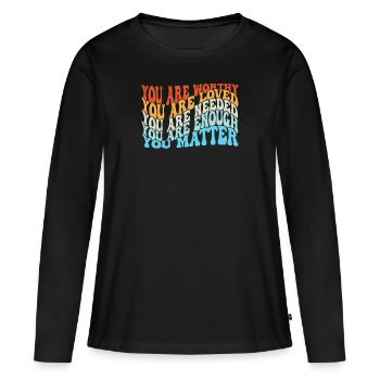Dépression et conscience bipolaire : - T-shirt manches longues Premium bio Femme - noir - Devant - Julia (174cm)