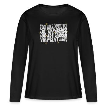 Dépression et conscience bipolaire : - T-shirt manches longues Premium bio Femme - noir - Devant - Julia (174cm)