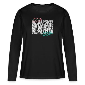 Dépression et conscience bipolaire : - T-shirt manches longues Premium bio Femme - noir - Devant - Julia (174cm)