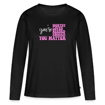 Dépression et conscience bipolaire : - T-shirt manches longues Premium bio Femme - noir - Devant - Julia (174cm)