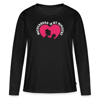 La maternité est mon ministère - T-shirt manches longues Premium bio Femme - noir - Devant - Julia (174cm)