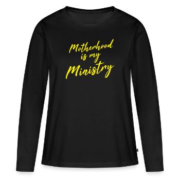 La maternité est mon ministère - T-shirt manches longues Premium bio Femme - noir - Devant - Julia (174cm)