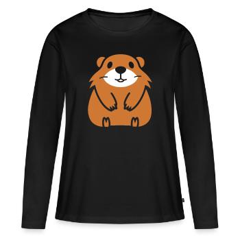 Simple Marmotte - T-shirt manches longues Premium bio Femme - noir - Devant - Julia (174cm)