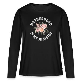 La maternité est mon ministère - T-shirt manches longues Premium bio Femme - noir - Devant - Julia (174cm)
