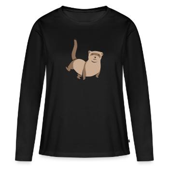 Furet, propriétaire de furet - T-shirt manches longues Premium bio Femme - noir - Devant - Julia (174cm)