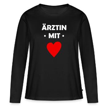 Ärztin mit Herz - Doktor - Medizinerin Krankenhaus - Frauen Premium Bio Langarmshirt - Schwarz - Vorne - Julia (174cm)