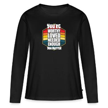 Dépression et conscience bipolaire : - T-shirt manches longues Premium bio Femme - noir - Devant - Julia (174cm)