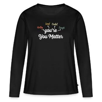 Dépression et conscience bipolaire : - T-shirt manches longues Premium bio Femme - noir - Devant - Julia (174cm)