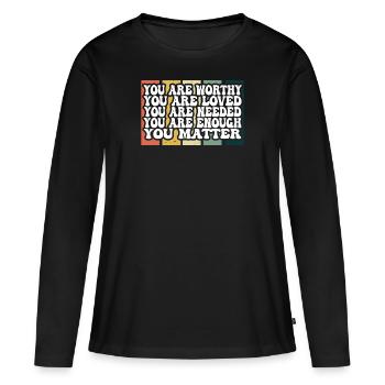 Dépression et conscience bipolaire : - T-shirt manches longues Premium bio Femme - noir - Devant - Julia (174cm)