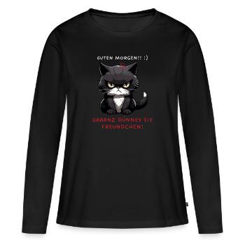 Ganz dünnes Eis - Frauen Premium Bio Langarmshirt - Schwarz - Vorne - Julia (174cm)