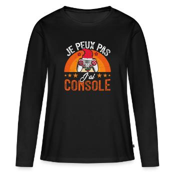 Je peux pas j ai console - T-shirt manches longues Premium bio Femme - noir - Devant - Julia (174cm)