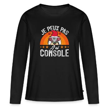 Je peux pas j ai console - T-shirt manches longues Premium bio Femme - noir - Devant - Julia (174cm)