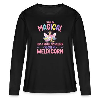Weldicorn soudage comme un cadeau de fille soudeuse normale - T-shirt manches longues Premium bio Femme - noir - Devant - Julia (174cm)