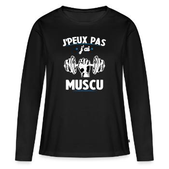 I can't I worked out - Women's Premium Organic Long Sleeve Shirt - black - Front - Julia (174cm)
