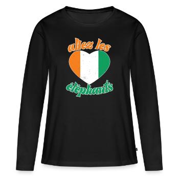 Côte D'ivoire 2024 Maillot Foot Éléphant Drapeau - T-shirt manches longues Premium bio Femme - noir - Devant - Julia (174cm)