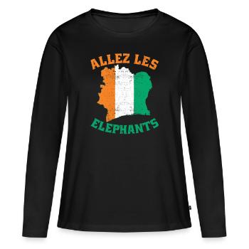 Les Elephants Maillot Football Côte D'ivoire 2024 - T-shirt manches longues Premium bio Femme - noir - Devant - Julia (174cm)