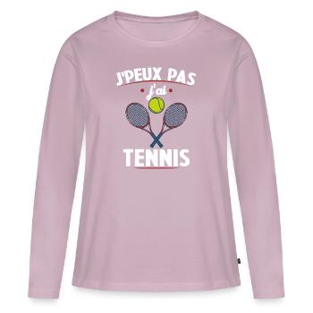 Je Peux Pas J ai Tennis - T-shirt manches longues Premium bio Femme - rose poudré - Devant - Julia (174cm)