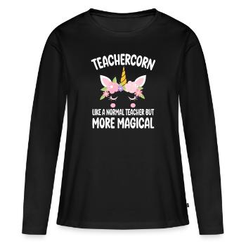 Teachercorn like a normal Teacher Tutor gifts - Women's Premium Organic Long Sleeve Shirt - black - Front - Julia (174cm)