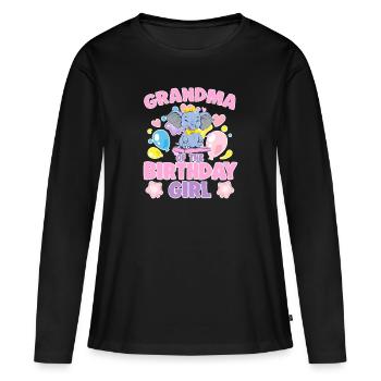 Grand-mère de la fête de famille éléphant fille d’anniversaire - T-shirt manches longues Premium bio Femme - noir - Devant - Julia (174cm)