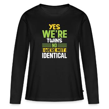Oui nous sommes jumeaux, non nous ne sommes pas identiques - T-shirt manches longues Premium bio Femme - noir - Devant - Julia (174cm)