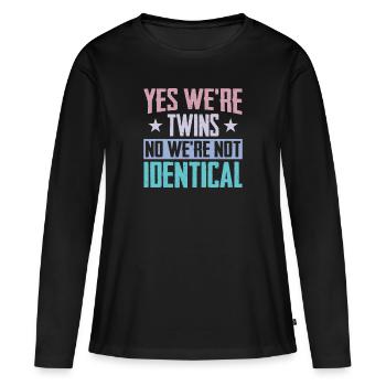 Oui, nous sommes jumeaux, non, nous ne sommes pas identiques - T-shirt manches longues Premium bio Femme - noir - Devant - Julia (174cm)