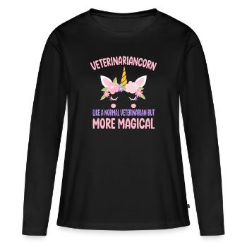 Funny Veterinariancorn like a normal Veterinarian - Frauen Premium Bio Langarmshirt - Schwarz - Vorne - Julia (174cm)