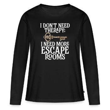 Salle d’évasion - T-shirt manches longues Premium bio Femme - noir - Devant - Julia (174cm)