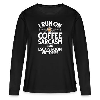 Salle d’évasion - T-shirt manches longues Premium bio Femme - noir - Devant - Julia (174cm)