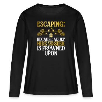 Salle d’évasion - T-shirt manches longues Premium bio Femme - noir - Devant - Julia (174cm)