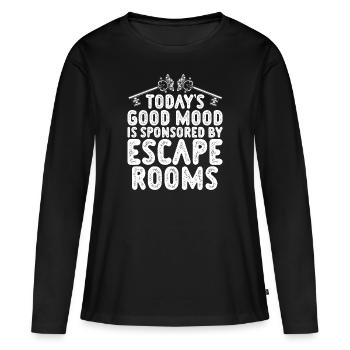 Salle d’évasion - T-shirt manches longues Premium bio Femme - noir - Devant - Julia (174cm)
