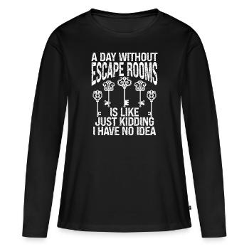 Salle d’évasion - T-shirt manches longues Premium bio Femme - noir - Devant - Julia (174cm)