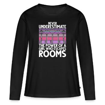 Salle d’évasion - T-shirt manches longues Premium bio Femme - noir - Devant - Julia (174cm)