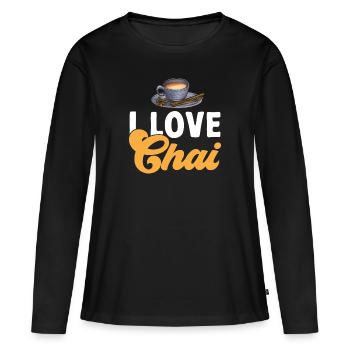 Thé Chai Masala Chai - T-shirt manches longues Premium bio Femme - noir - Devant - Julia (174cm)