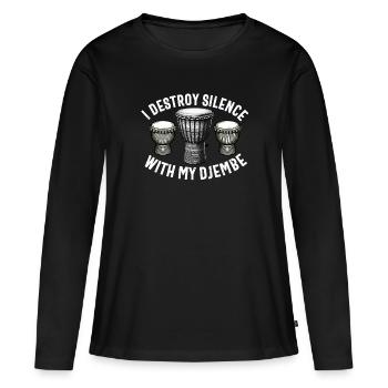 Djembe für Afrika Schlagzeuger Jembe Musik Männer Papa - Frauen Premium Bio Langarmshirt - Schwarz - Vorne - Julia (174cm)