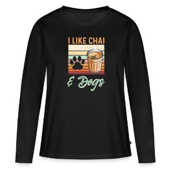 Thé Chai Masala Chai - T-shirt manches longues Premium bio Femme - noir - Devant - Julia (174cm)