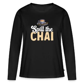 Thé Chai Masala Chai - T-shirt manches longues Premium bio Femme - noir - Devant - Julia (174cm)