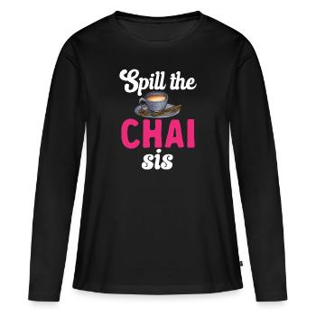 Thé Chai Masala Chai - T-shirt manches longues Premium bio Femme - noir - Devant - Julia (174cm)