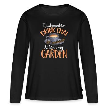 Thé Chai Masala Chai - T-shirt manches longues Premium bio Femme - noir - Devant - Julia (174cm)