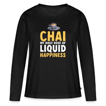 Thé Chai Masala Chai - T-shirt manches longues Premium bio Femme - noir - Devant - Julia (174cm)