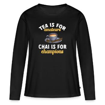 Thé Chai Masala Chai - T-shirt manches longues Premium bio Femme - noir - Devant - Julia (174cm)