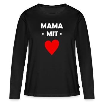 Mama mit Herz - Frauen Premium Bio Langarmshirt - Schwarz - Vorne - Julia (174cm)
