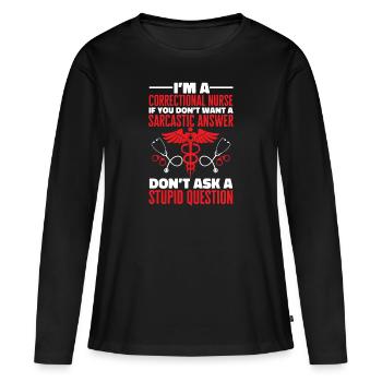 Nurse Penitentiary Prison - Women's Premium Organic Long Sleeve Shirt - black - Front - Julia (174cm)