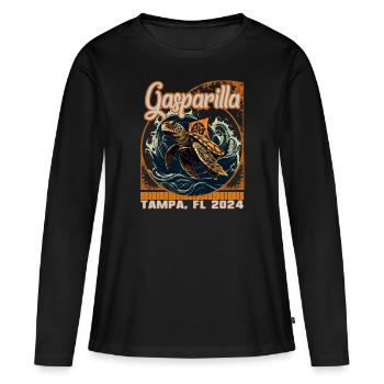 Gasparilla 2024 Schildkröte Piraten Flagge Tampa FL - Frauen Premium Bio Langarmshirt - Schwarz - Vorne - Julia (174cm)