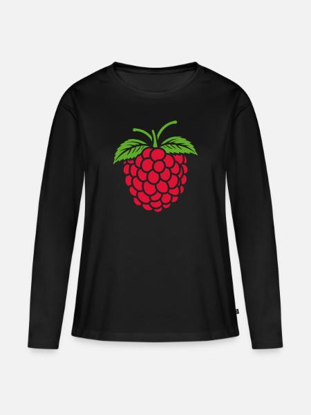 Himbeere - Frauen Premium Bio Langarmshirt - Schwarz