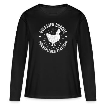 Huhn Bauer Bauernhof Küken Landwirt Hühner - Frauen Premium Bio Langarmshirt - Schwarz - Vorne - Julia (174cm)