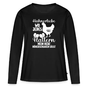 Huhn Bauer Bauernhof Küken Landwirt Hühner - Frauen Premium Bio Langarmshirt - Schwarz - Vorne - Julia (174cm)