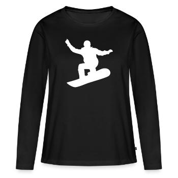 Snowboard, Halfpipe, Wintersport, Skiurlaub - Frauen Premium Bio Langarmshirt - Schwarz - Vorne - Julia (174cm)